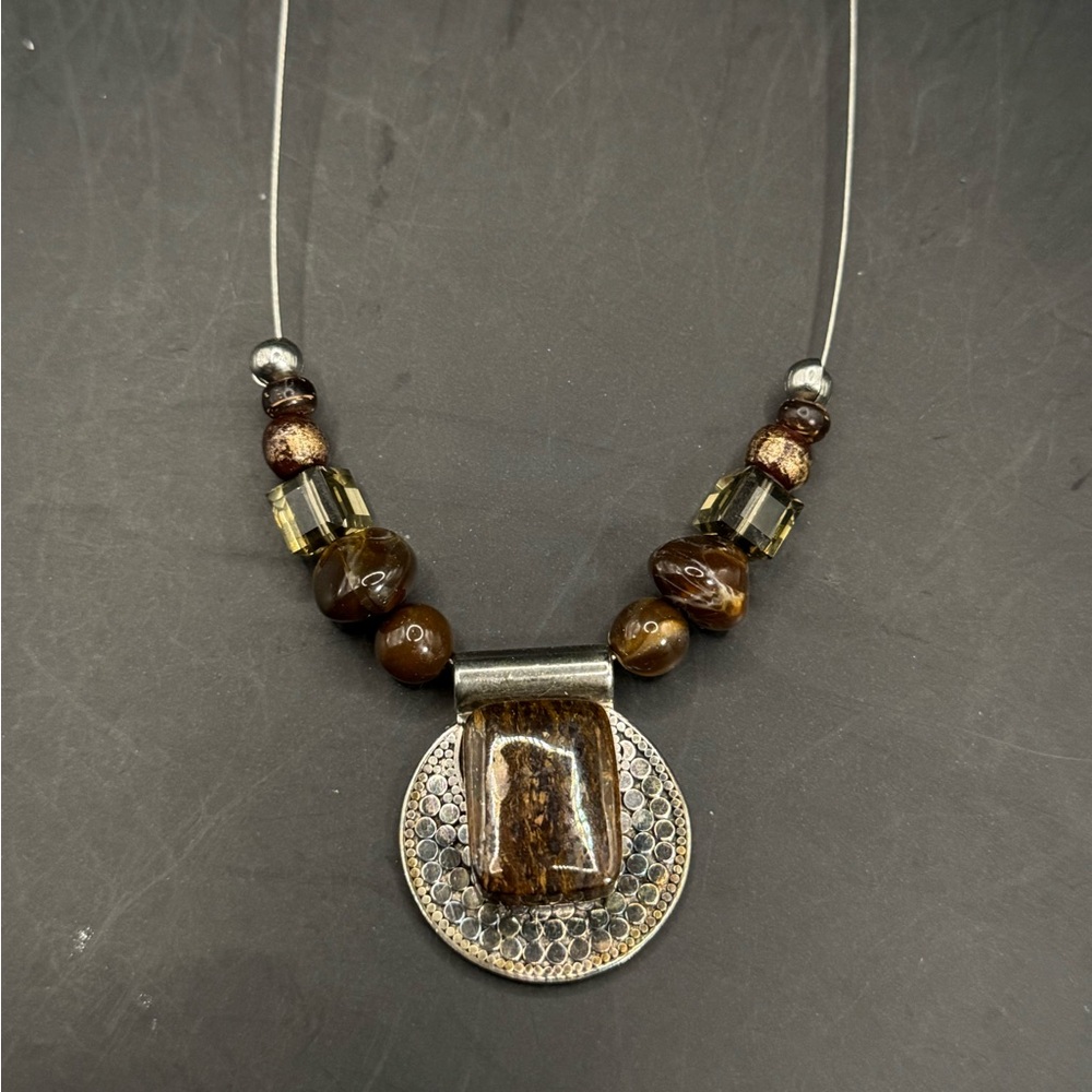 Silver 925 Brown Beaded Necklace
